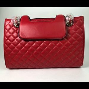 Red bag with chain handles